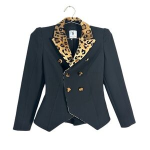 VALENTINA SHAH Black/Leopard Blazer Jacket Size 0